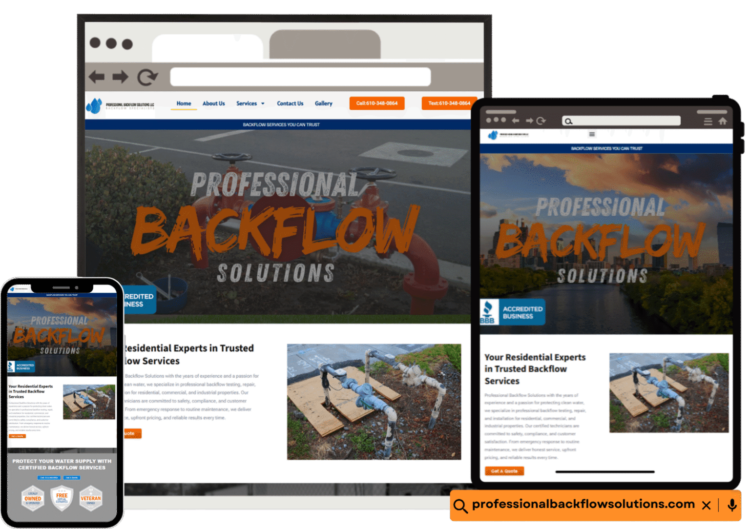 SafeFlow Backflow Testing website preview