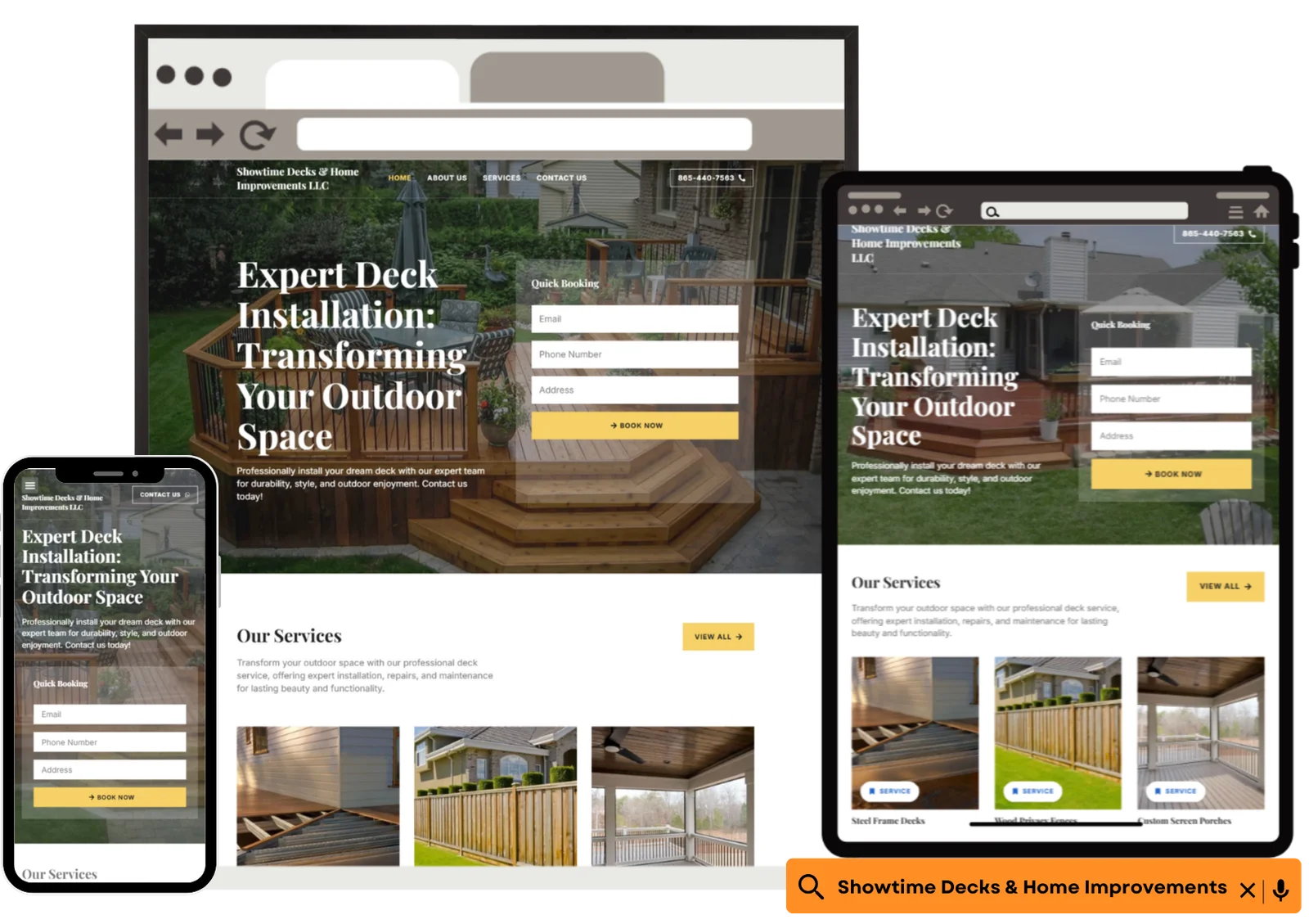 TimberCraft Decks website preview